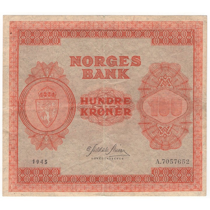 100 kroner 1945 A.7057652. Kv.1