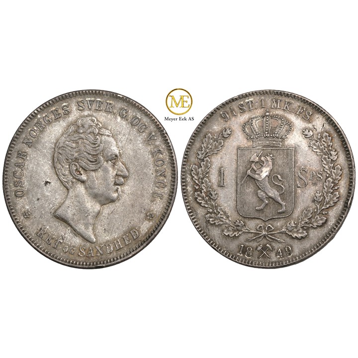 Speciedaler 1849 Oscar I. Kv.1+
