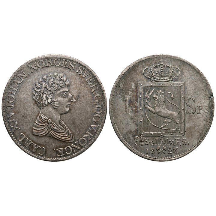 Speciedaler 1827/6 Carl XIV Johan. Kv.01