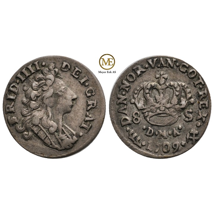 8 skilling 1709 Frederik IV. Kv.1+