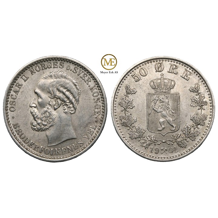 50 øre 1901 Oscar II. Kv.0