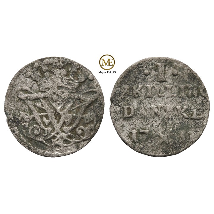 1 skilling 1711 Frederik IV. Kv.1
