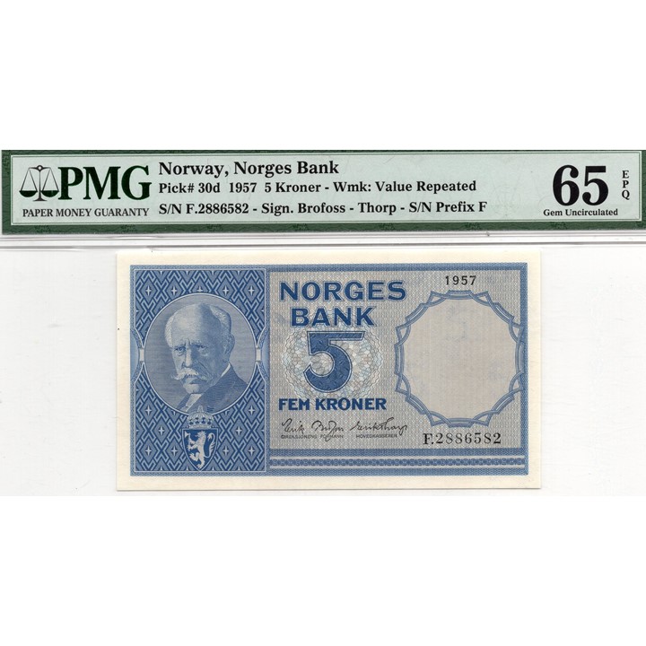 5 kroner 1957 F. 65 EPQ hos PMG