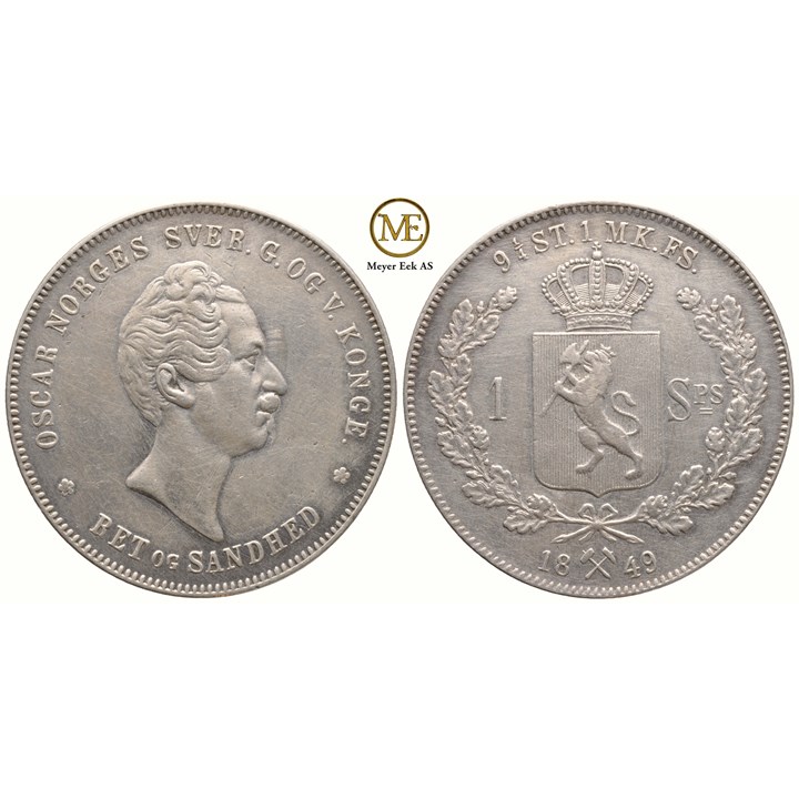 Speciedaler 1849 Oscar I. Kv.1+