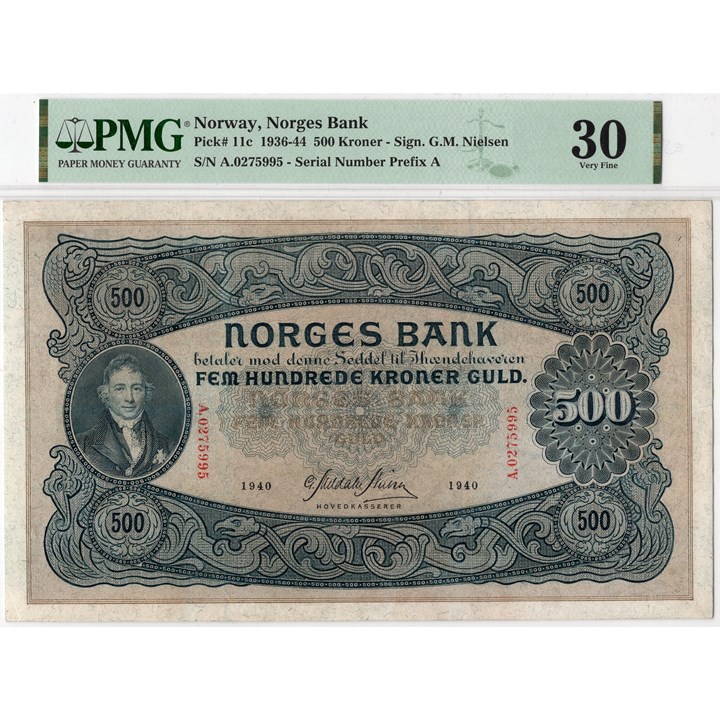 500 kroner 1940 A.0275995. 30 VF hos PMG