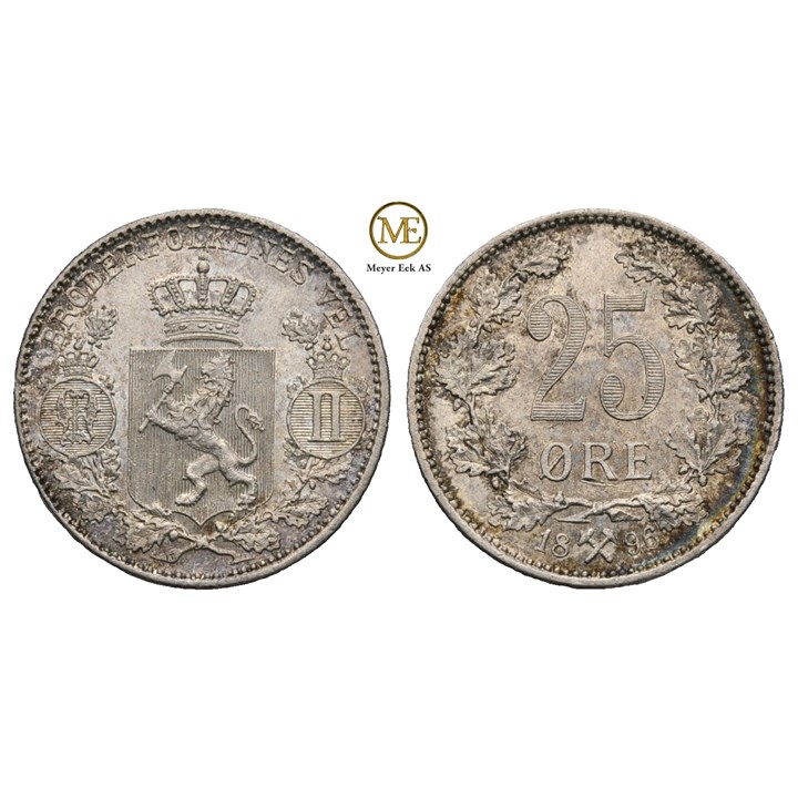 25 øre 1896 Oscar II. Kv.0
