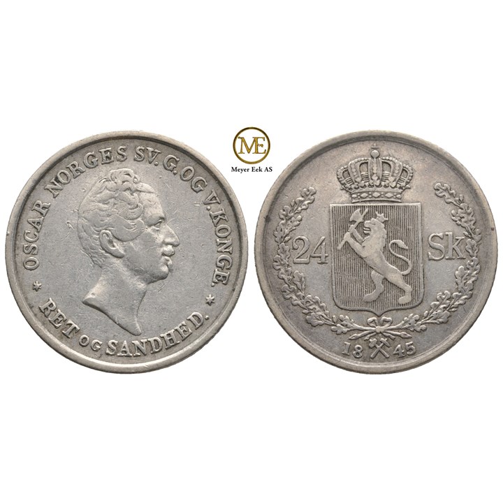 24 skilling 1845 Oscar I. Kv.1