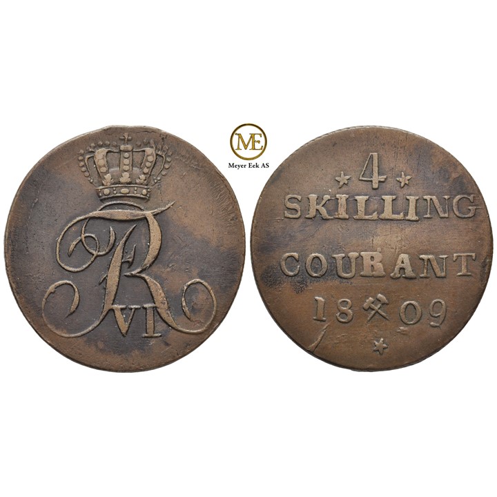 4 skilling 1809 m/stjerner Frederik VI. Kv.1+