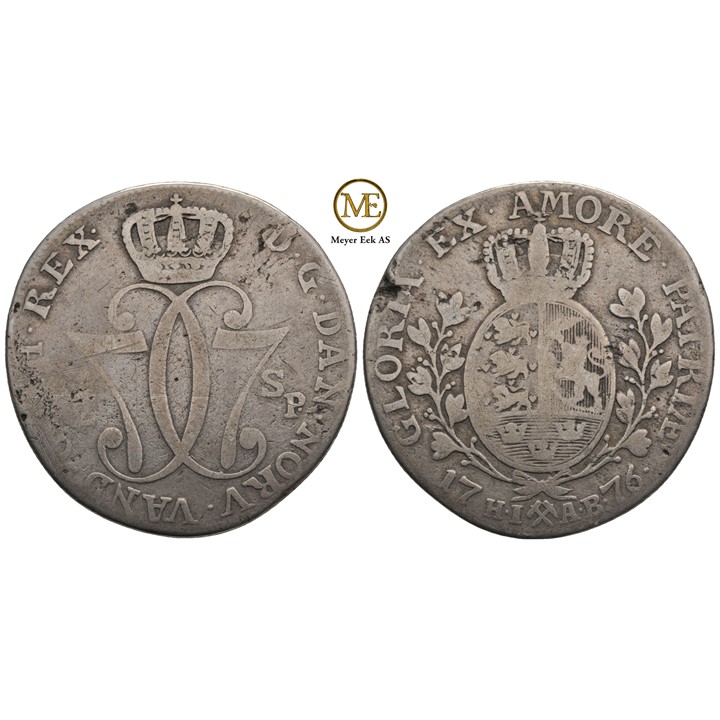 1/2 speciedaler 1776 Christian VII. Kv.1-